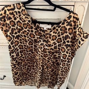 Loft leopard blouse, NWT size L